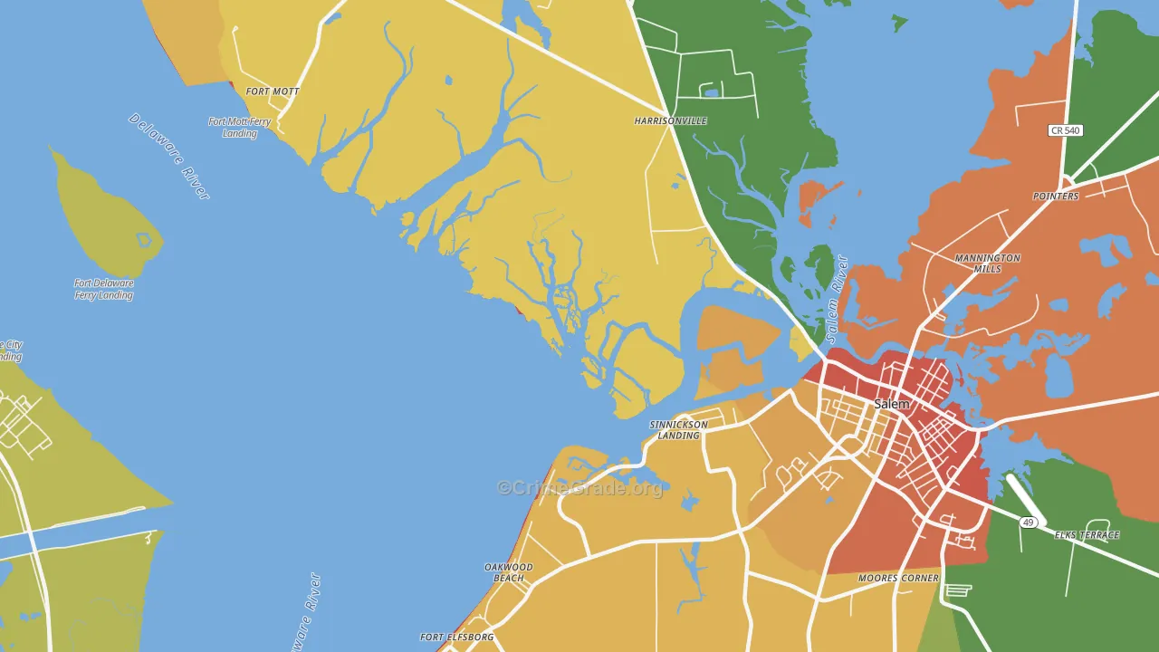 Sinnickson Landing, NJ Map of Robbery Rates