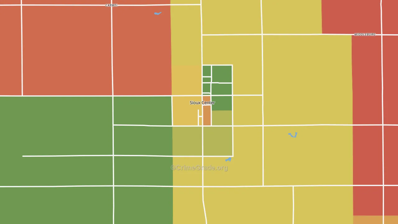 Sioux Center, IA Map of Robbery Rates
