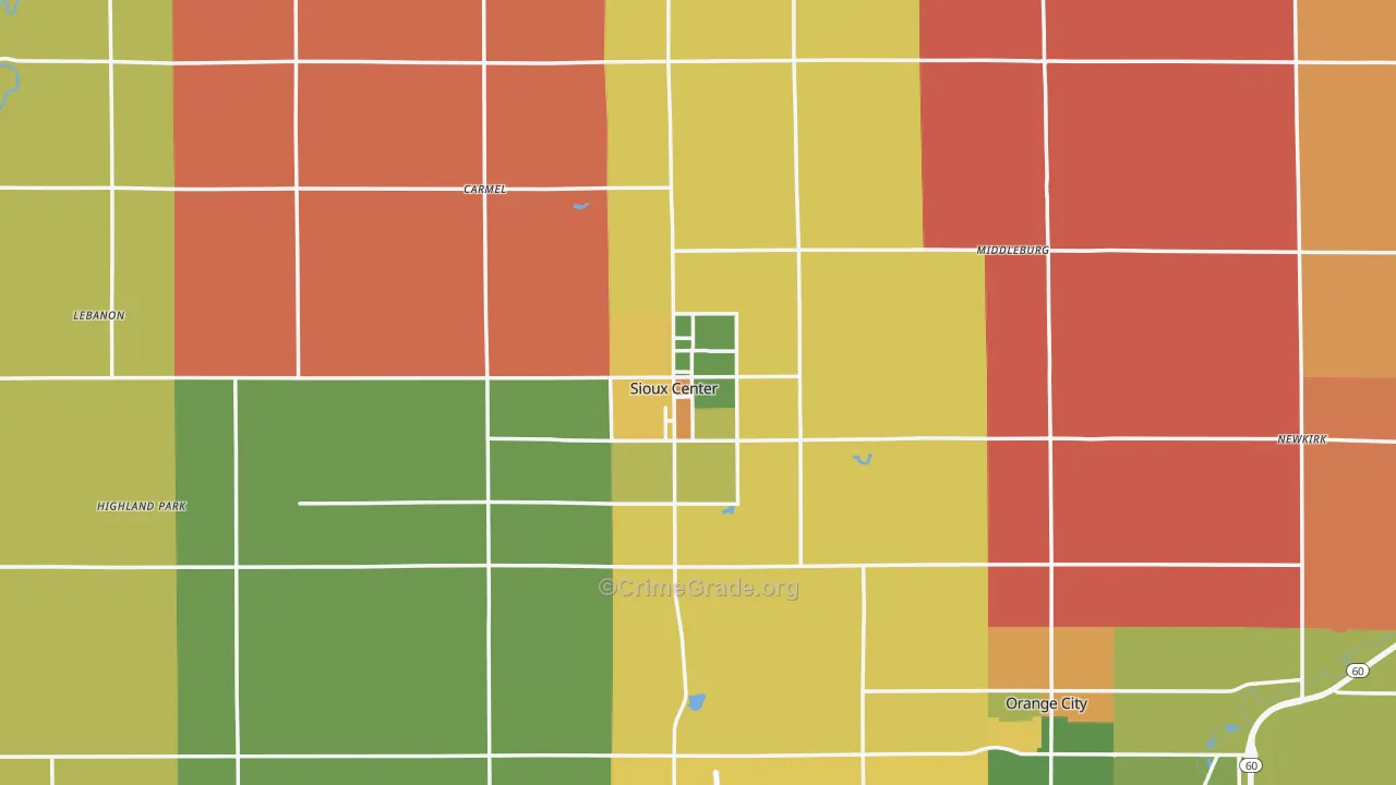 Sioux County, IA Map of Robbery Rates