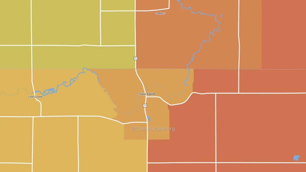 Sioux Rapids, IA Map of Robbery Rates