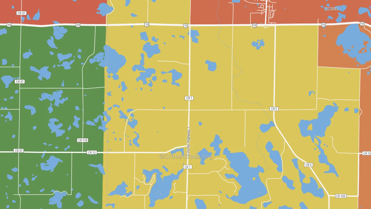 Sioux Valley, MN Map of Robbery Rates