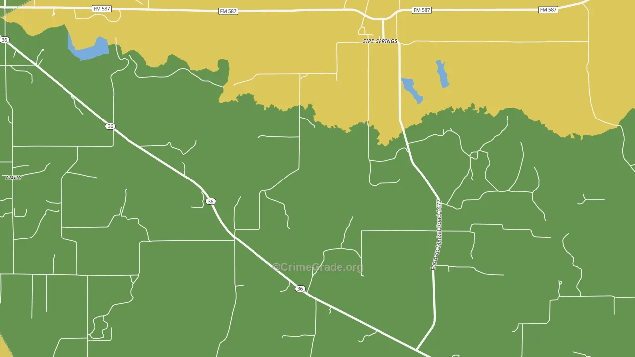 Sipe Springs, TX Map of Robbery Rates