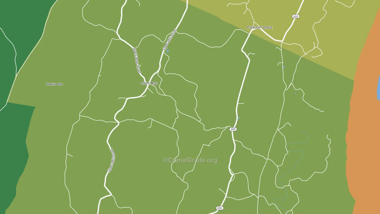 Sipes Mill, PA Map of Robbery Rates