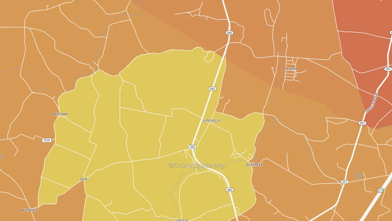 Sipesville, PA Map of Robbery Rates