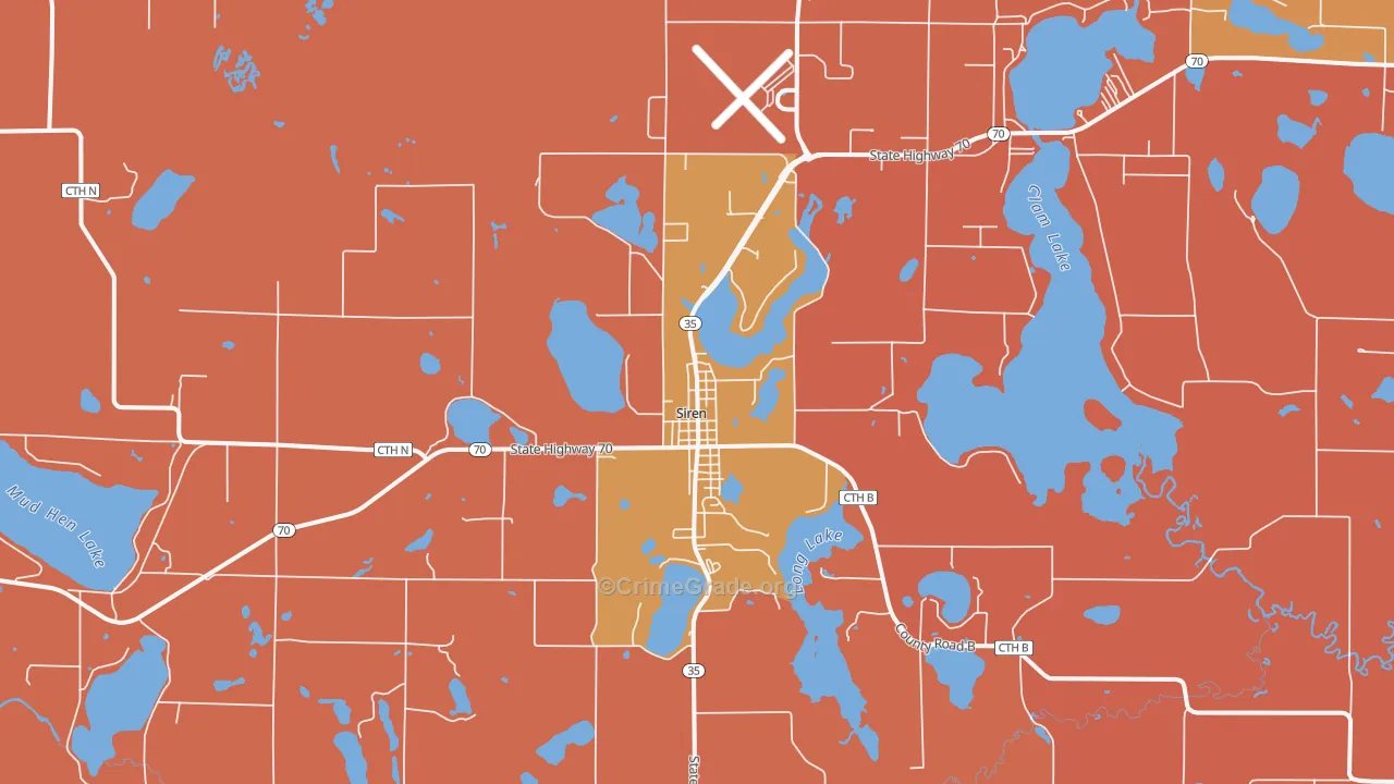 Siren, WI Map of Robbery Rates