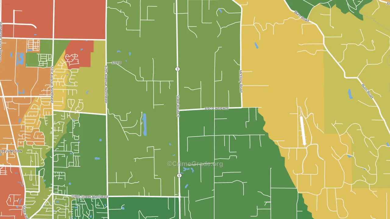Sisco Heights, WA Map of Robbery Rates