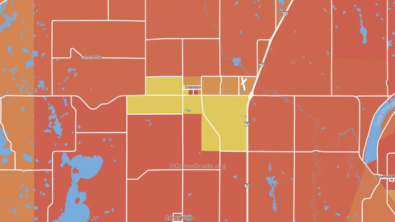 Sisseton, SD Map of Robbery Rates
