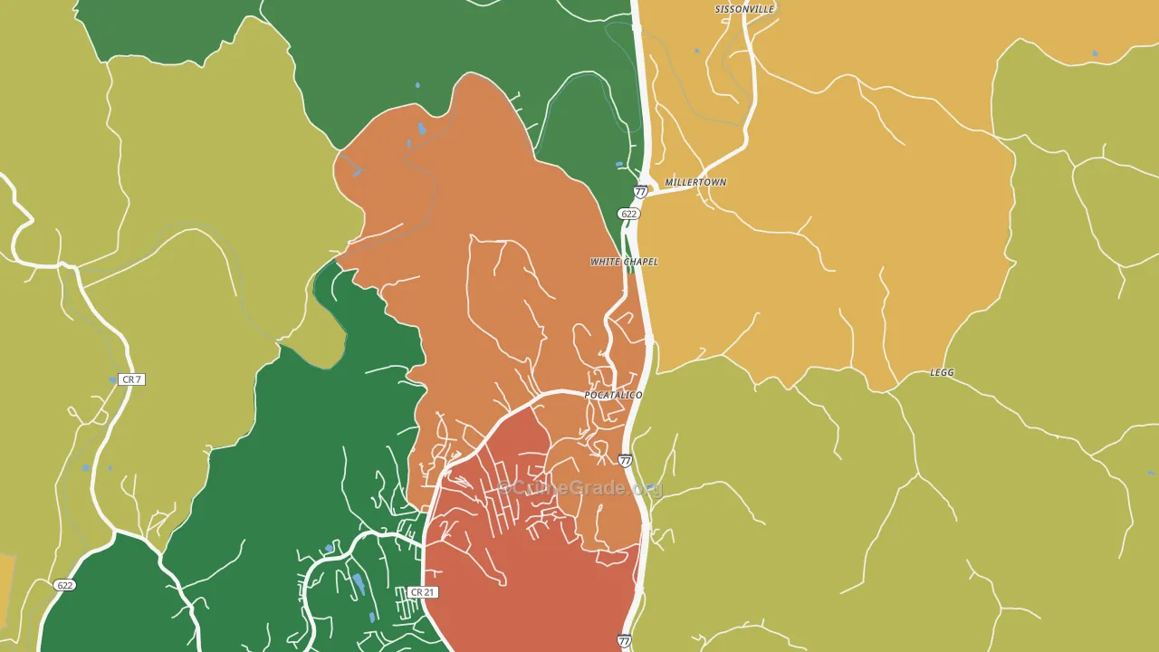 Sissonville, WV Map of Robbery Rates