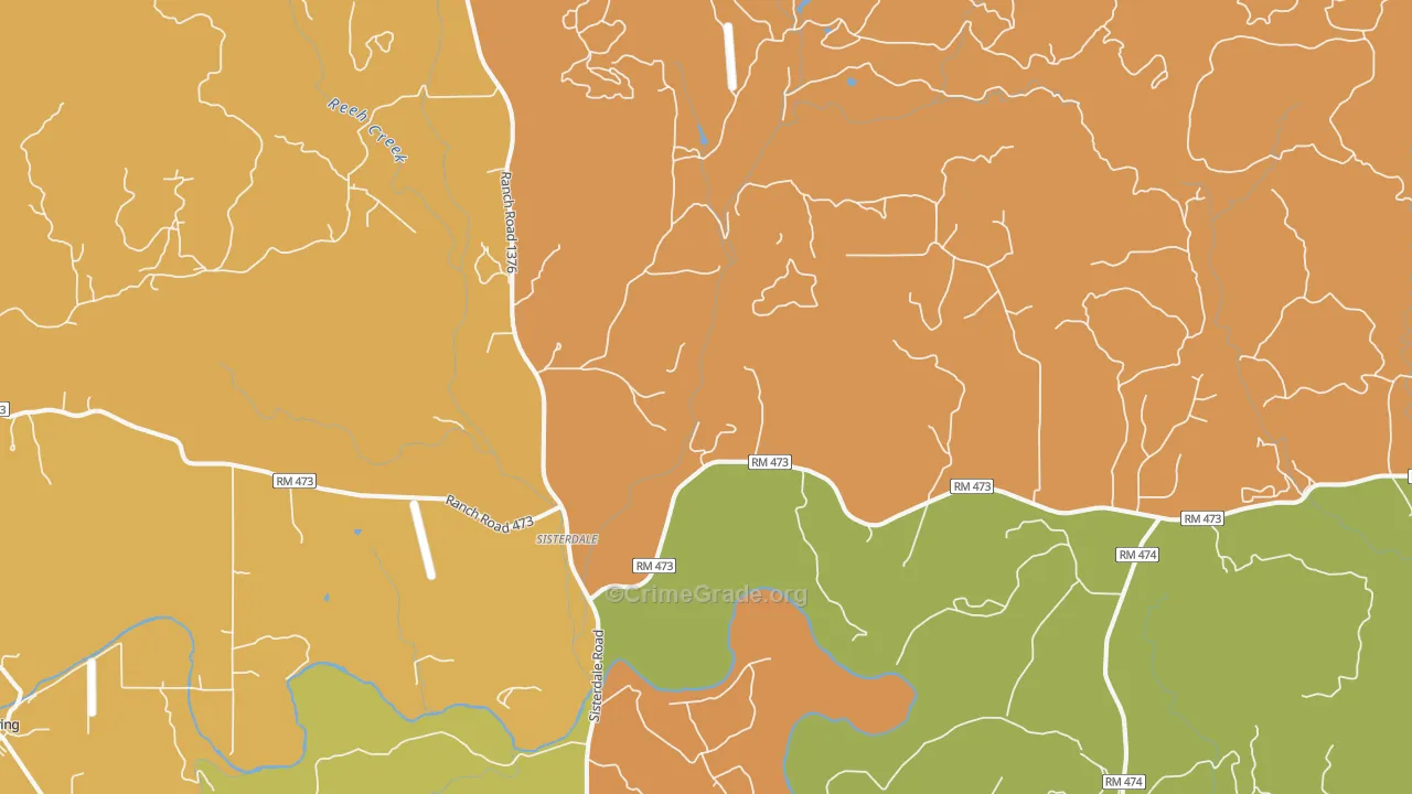 Sisterdale, TX Map of Robbery Rates