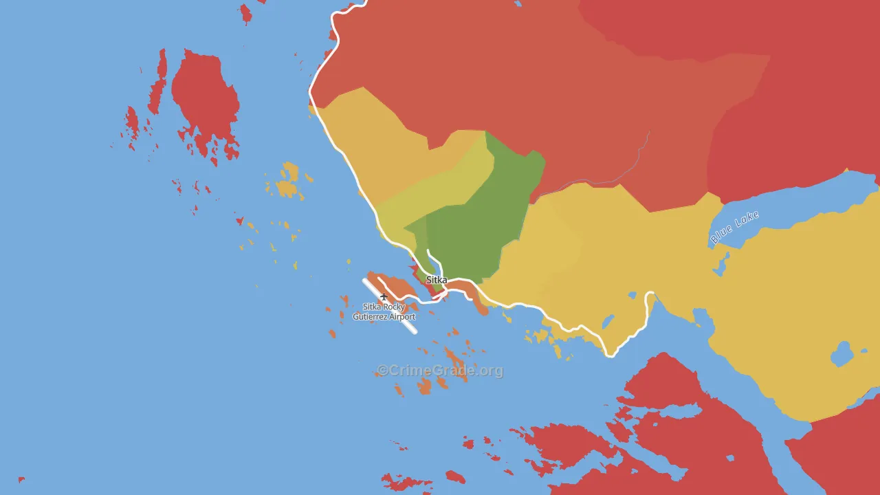 Sitka City and Borough, AK Map of Robbery Rates