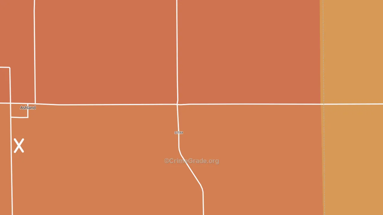 Sitka, KS Map of Robbery Rates