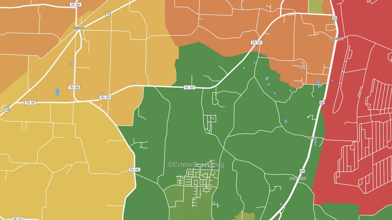 Sitka, TN Map of Robbery Rates