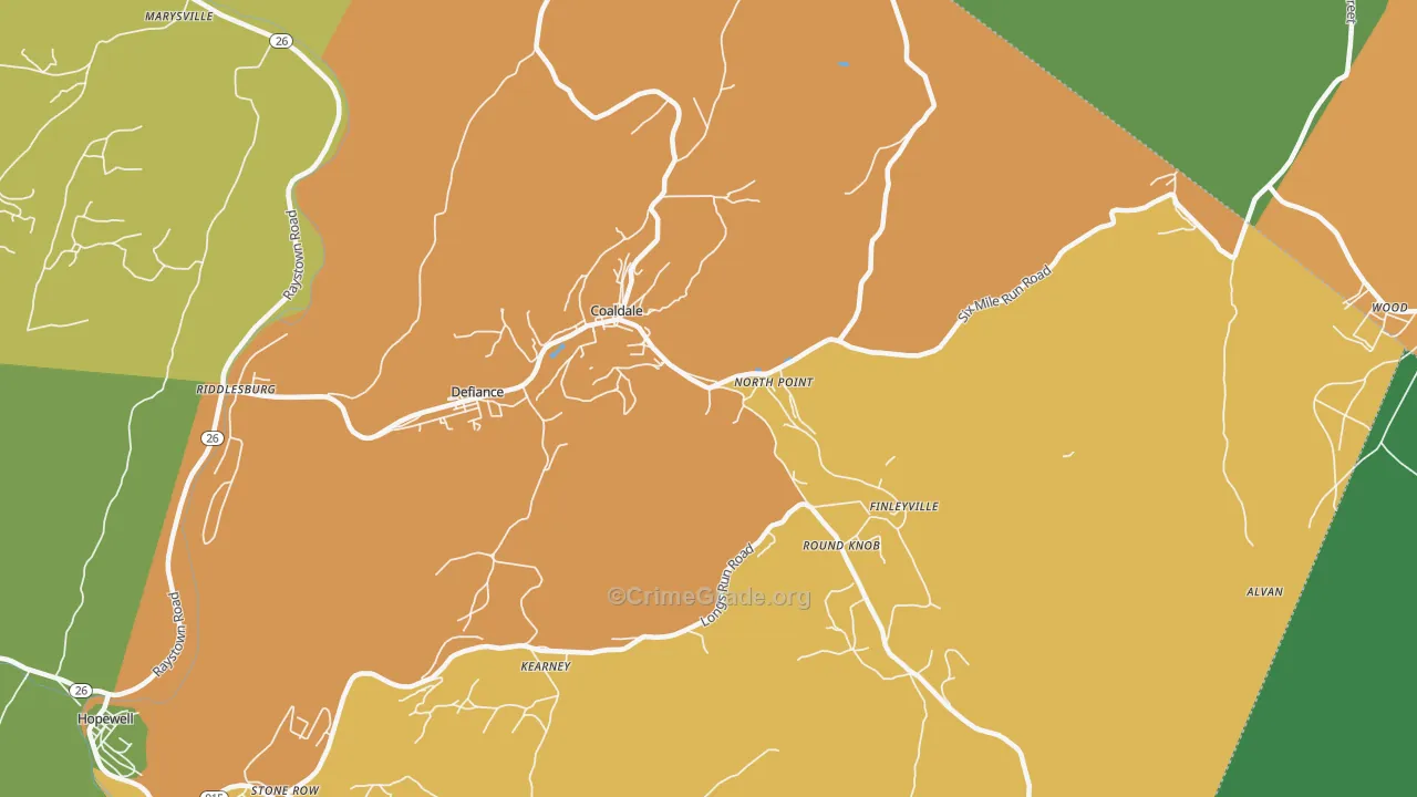 Six Mile Run, PA Map of Robbery Rates