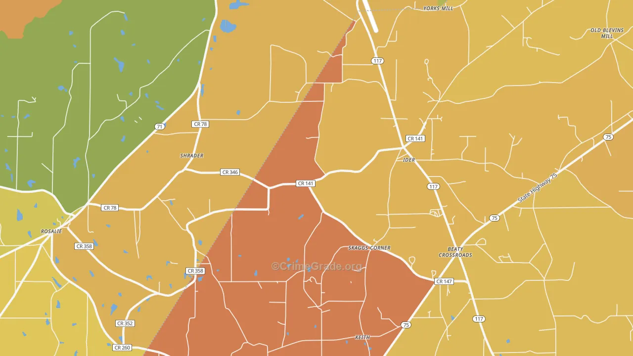 Skaggs Corner, AL Map of Robbery Rates
