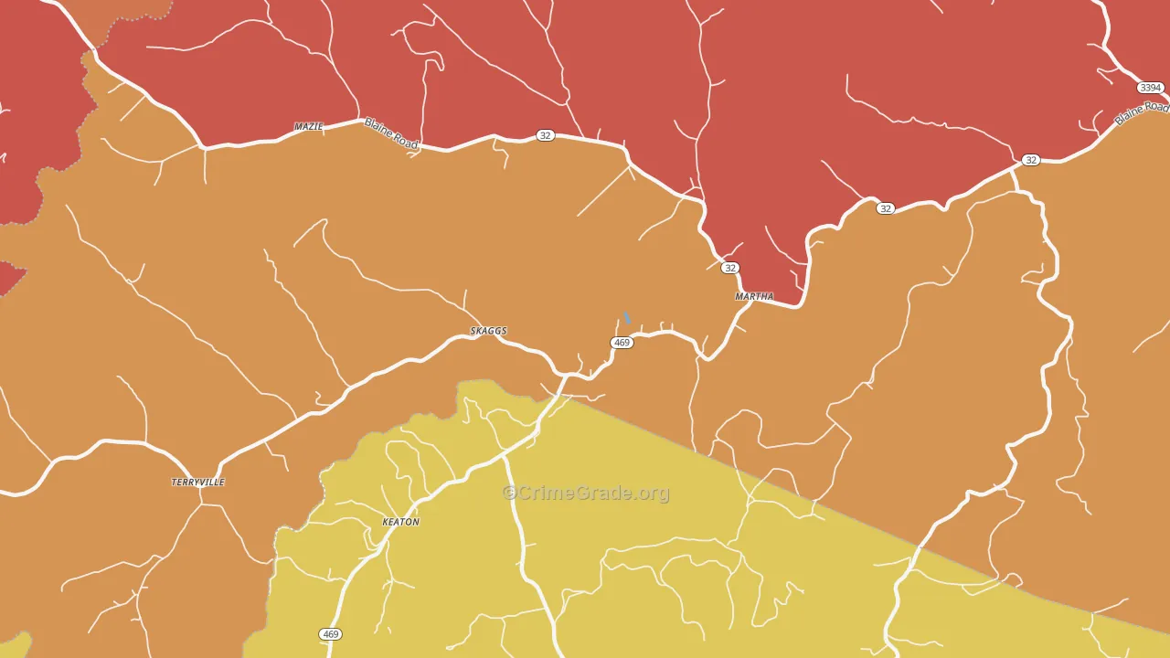Skaggs, KY Map of Robbery Rates