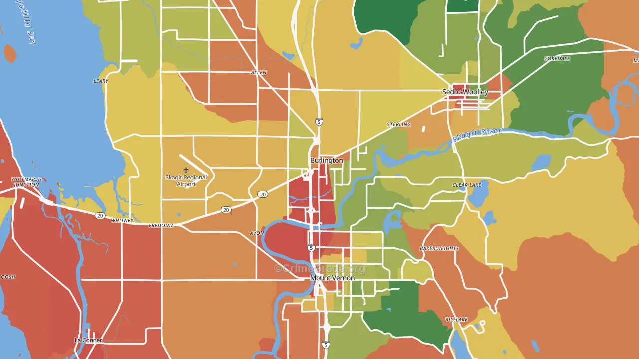 Skagit County, WA Map of Robbery Rates