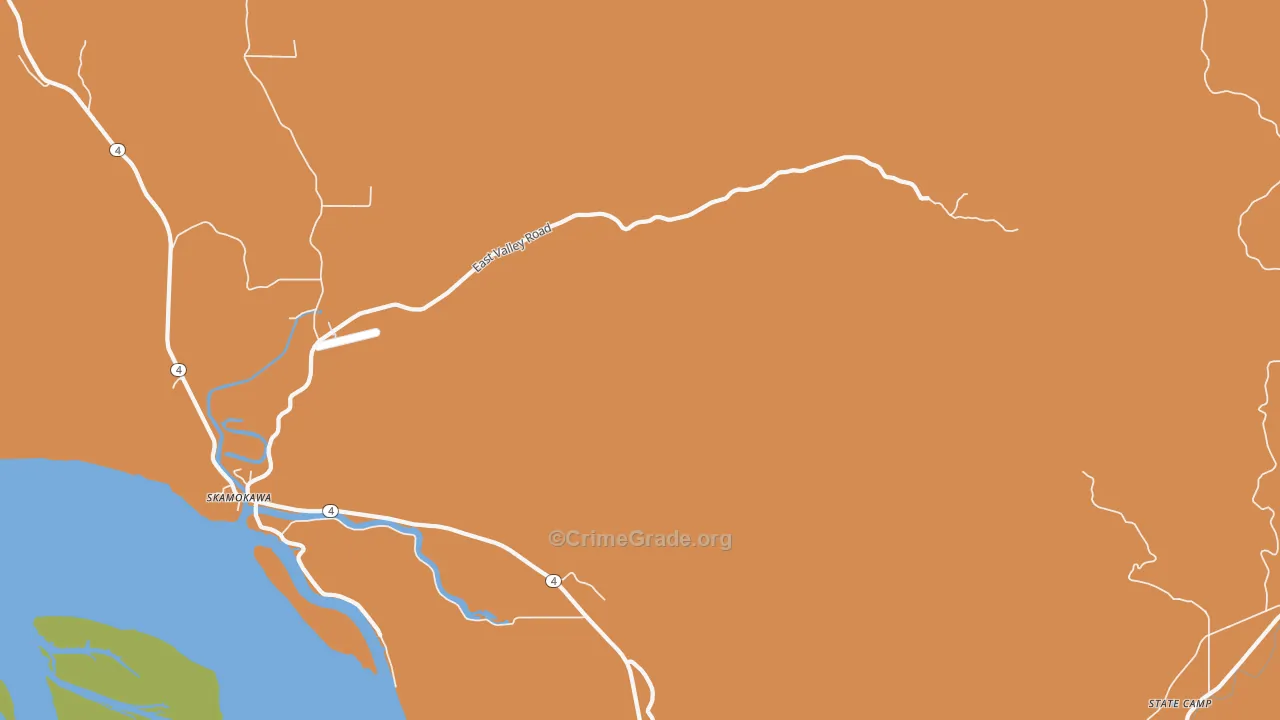 Skamokawa Valley, WA Map of Robbery Rates