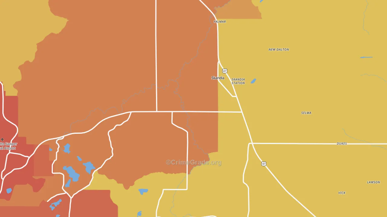 Skandia, MI Map of Robbery Rates