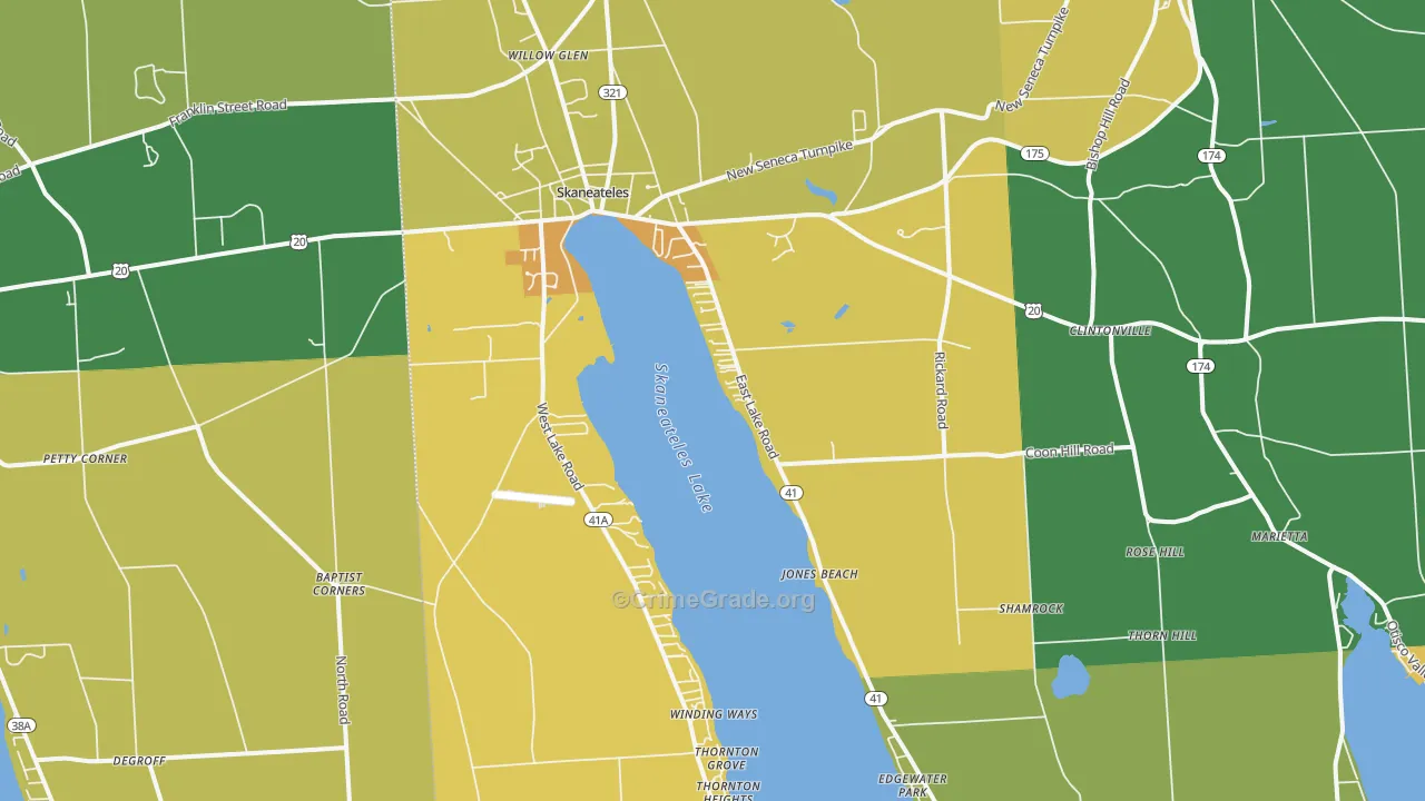 Skaneateles, NY Map of Robbery Rates