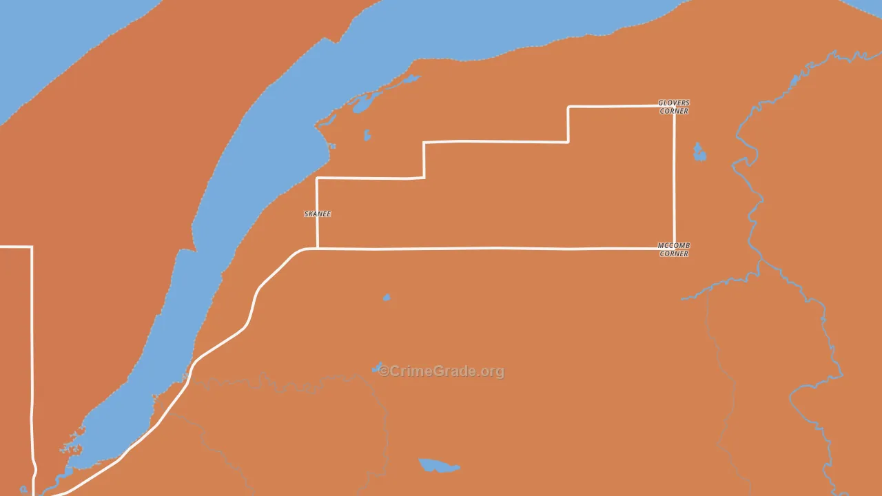 Skanee, MI Map of Robbery Rates