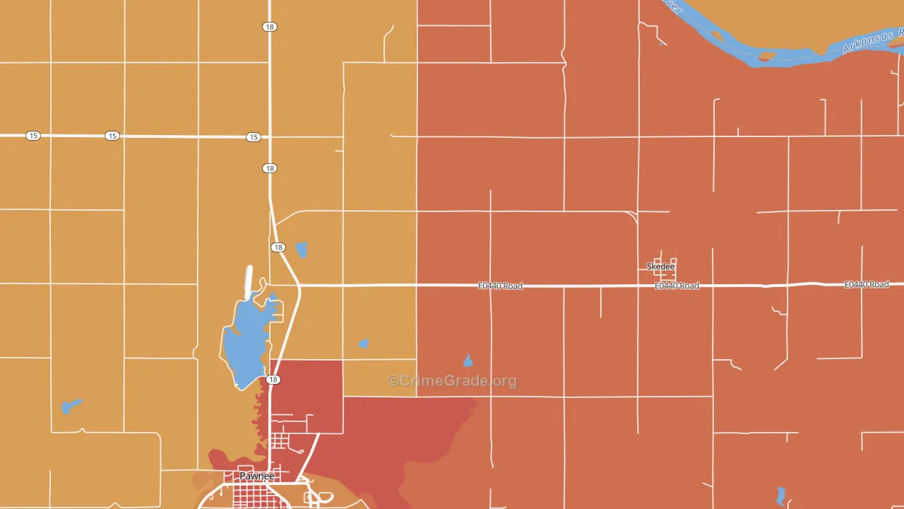 Skedee, OK Map of Robbery Rates
