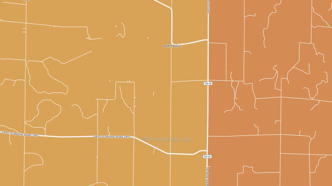 Skeeterville, TX Map of Robbery Rates