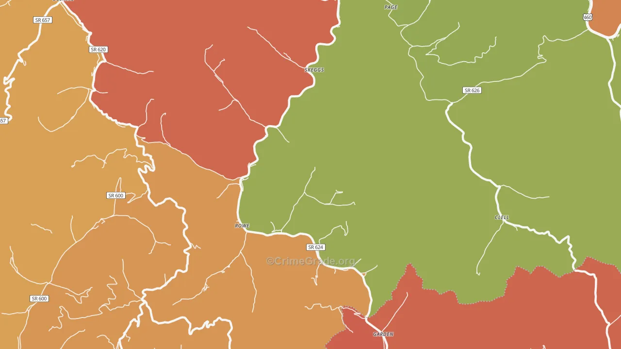 Skeggs, VA Map of Robbery Rates