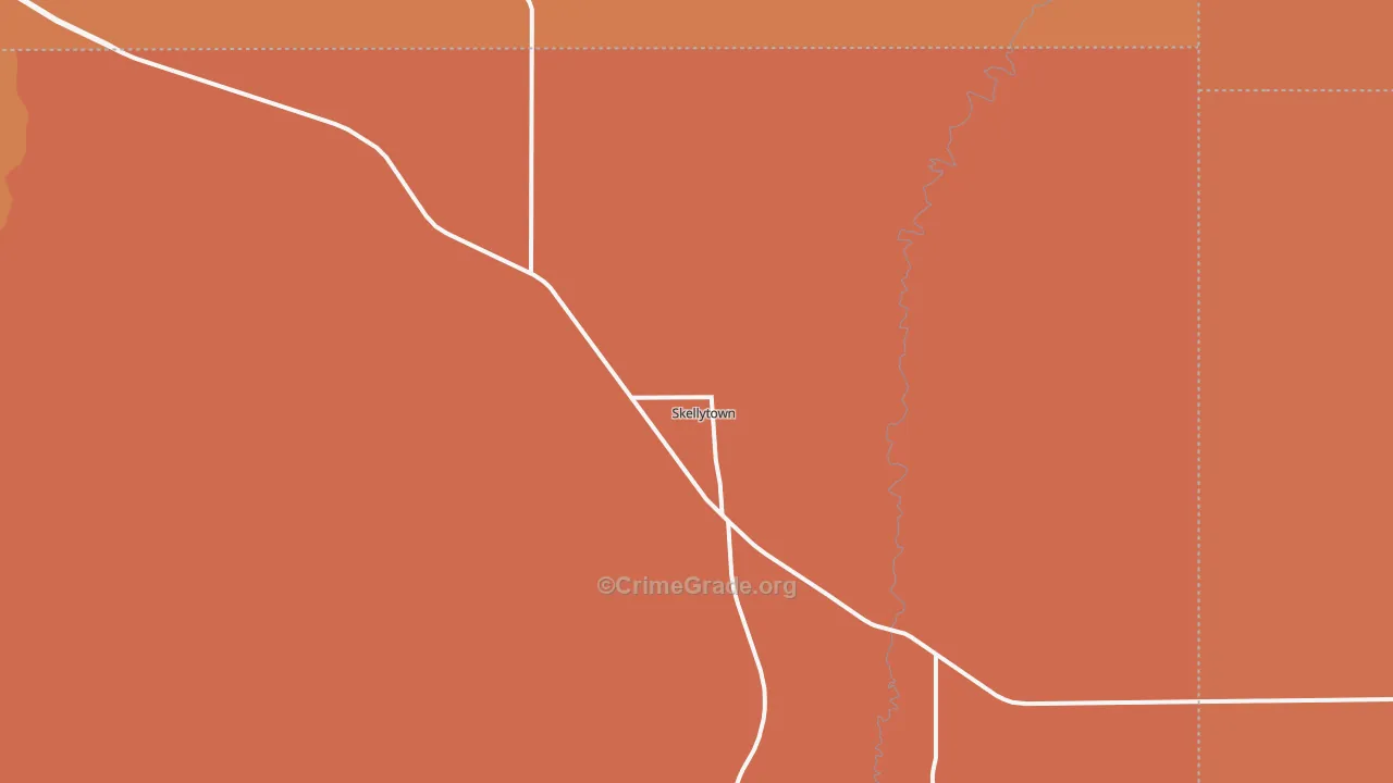 Skellytown, TX Map of Robbery Rates