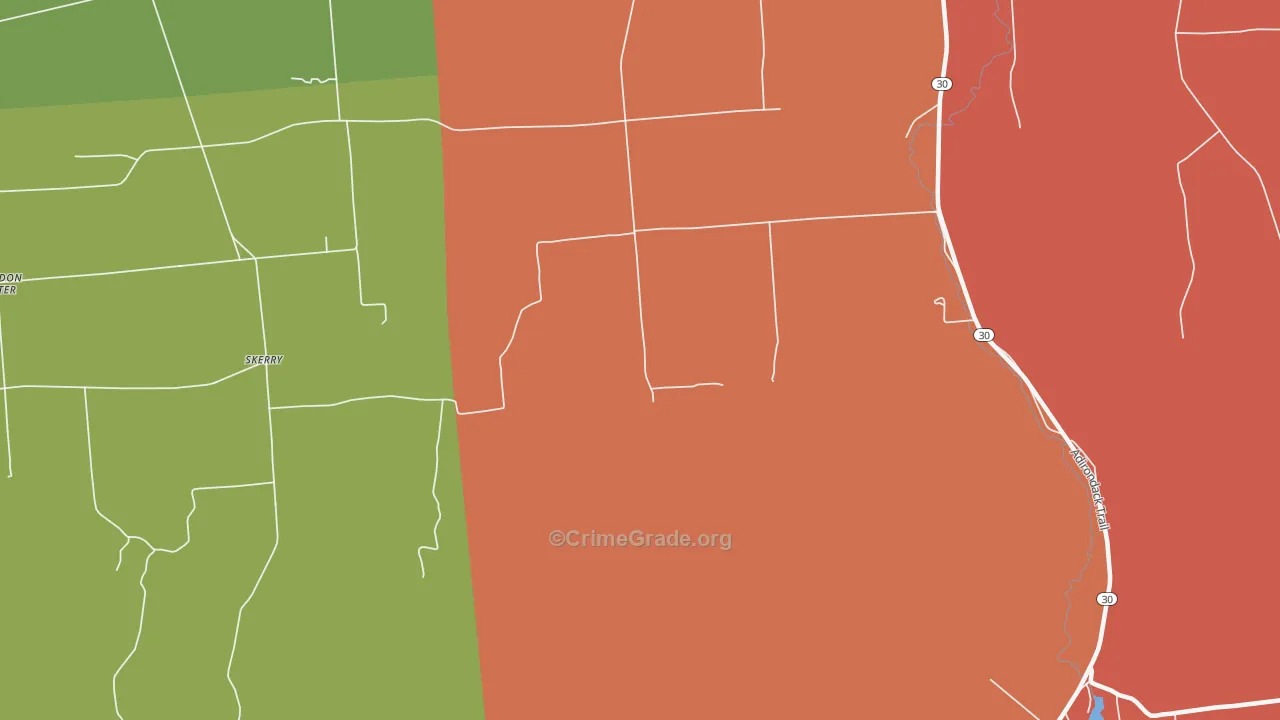 Skerry, NY Map of Robbery Rates