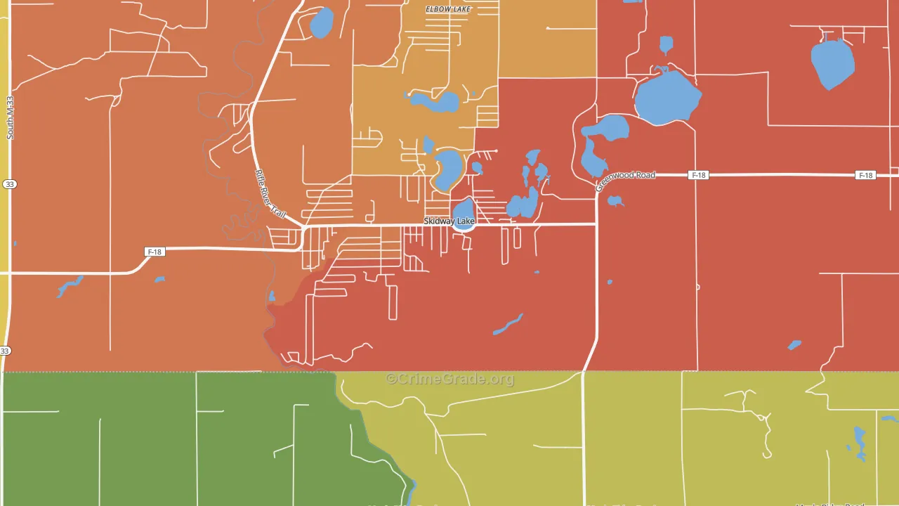 Skidway Lake, MI Map of Robbery Rates