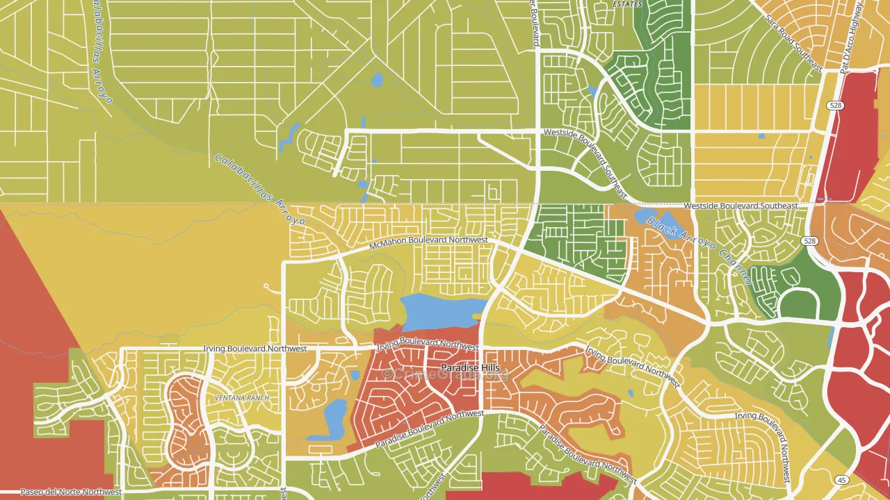 Skies West, Albuquerque, NM Map of Robbery Rates