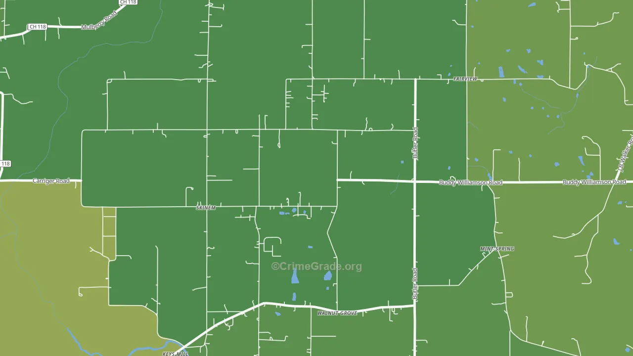 Skinem, AL Map of Robbery Rates