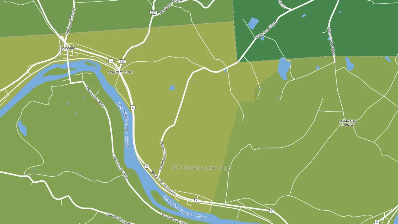 Skinners Eddy, PA Map of Robbery Rates