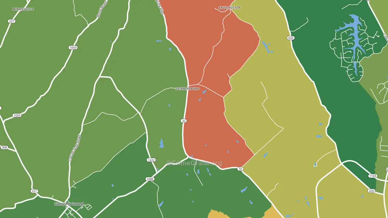 Skinnersburg, KY Map of Robbery Rates