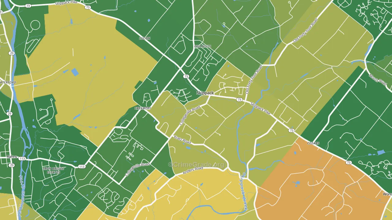 Skippack, PA Map of Robbery Rates