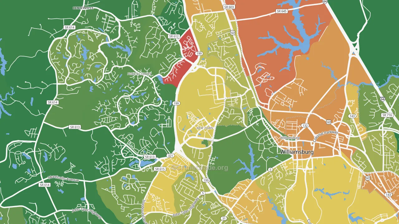 Skipwith Farms, VA Map of Robbery Rates