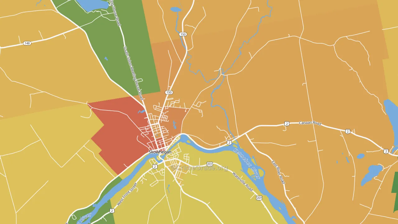Skowhegan, ME Map of Robbery Rates
