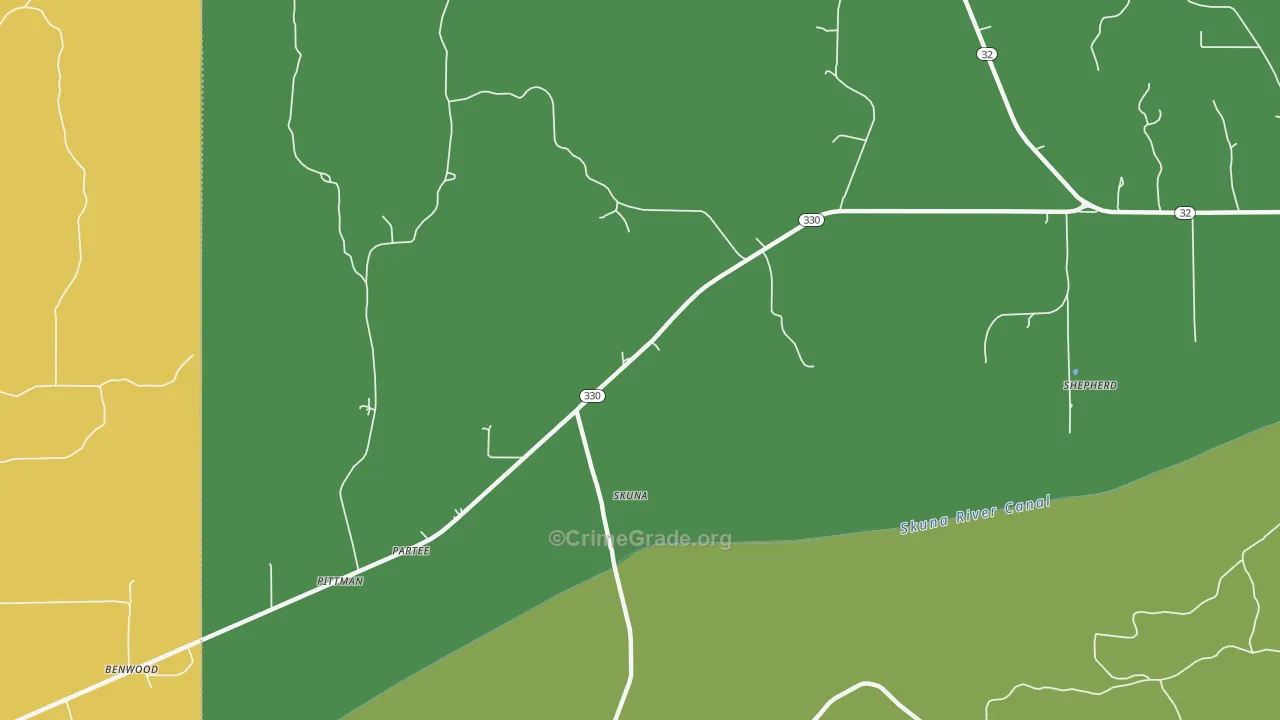 Skuna, MS Map of Robbery Rates