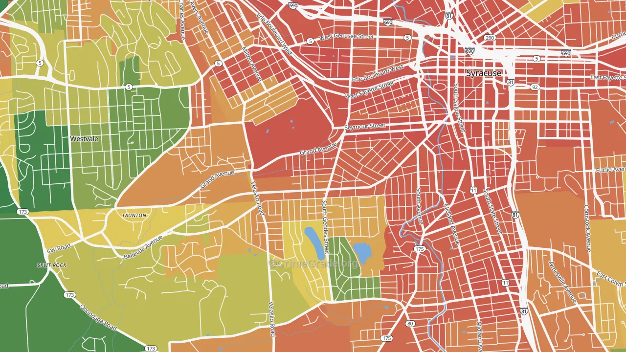 Skunk City, Syracuse, NY Map of Robbery Rates