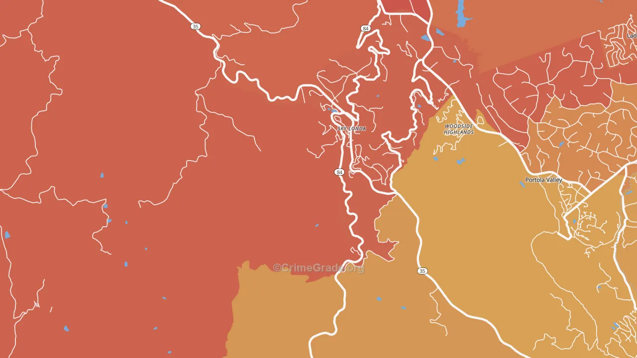 Sky Londa, CA Map of Robbery Rates
