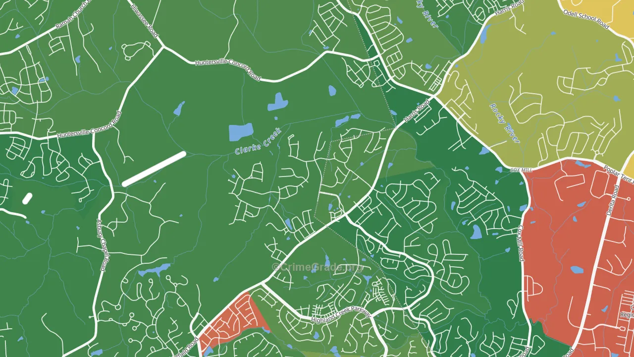 Skybrook, Huntersville, NC Map of Robbery Rates