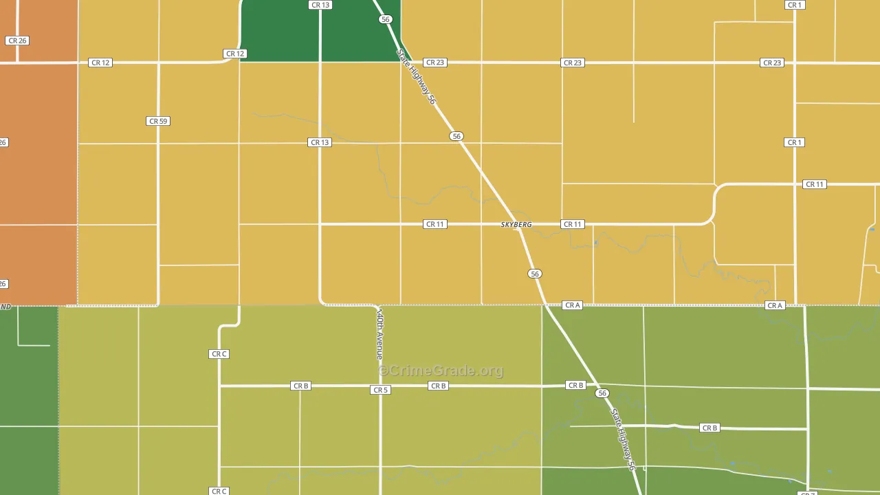 Skyburg, MN Map of Robbery Rates