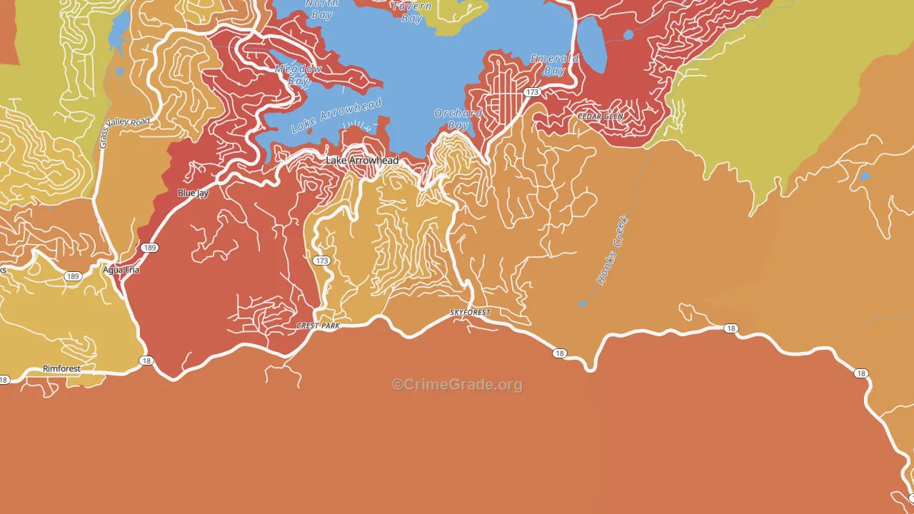Skyforest, CA Map of Robbery Rates