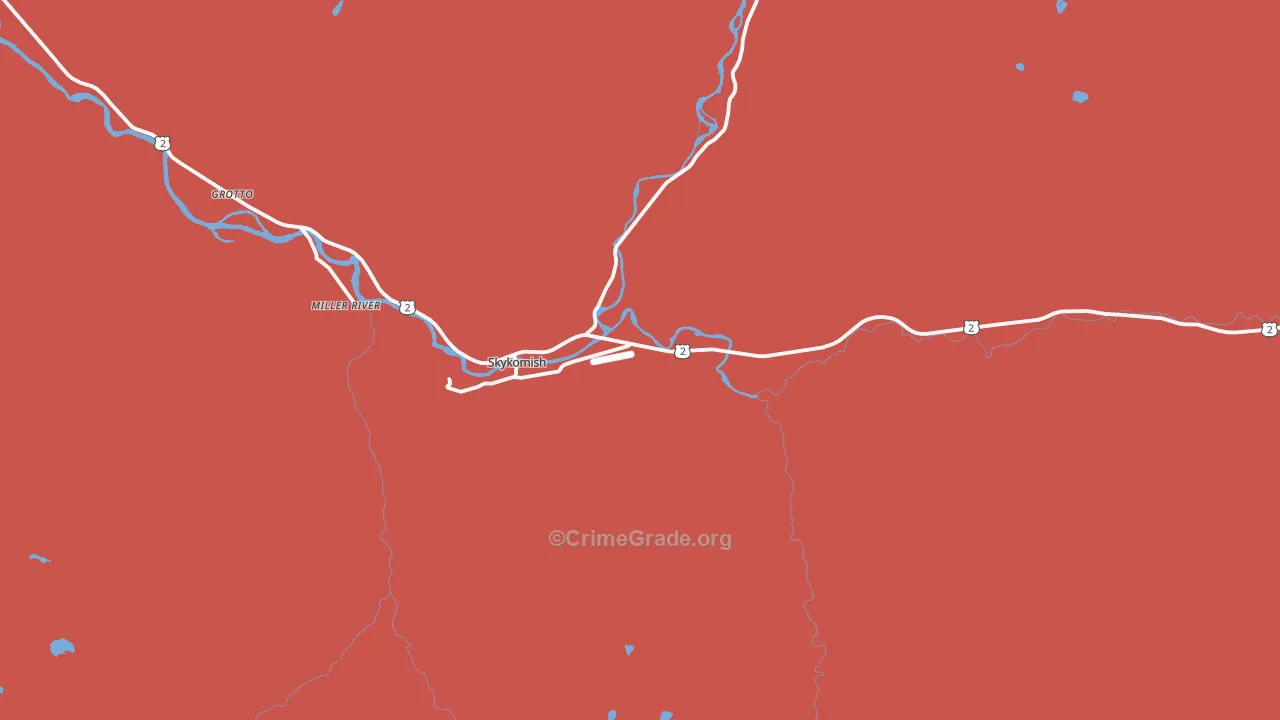 Skykomish, WA Map of Robbery Rates
