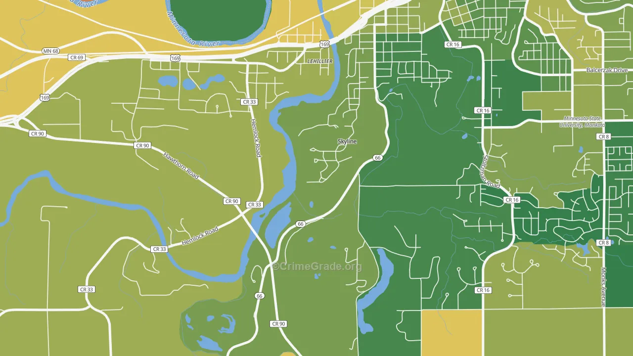 Skyline, MN Map of Robbery Rates