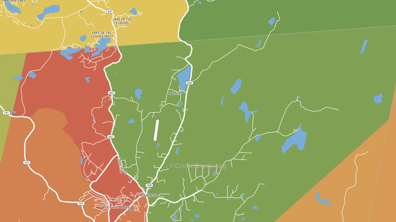 Skytop, PA Map of Robbery Rates