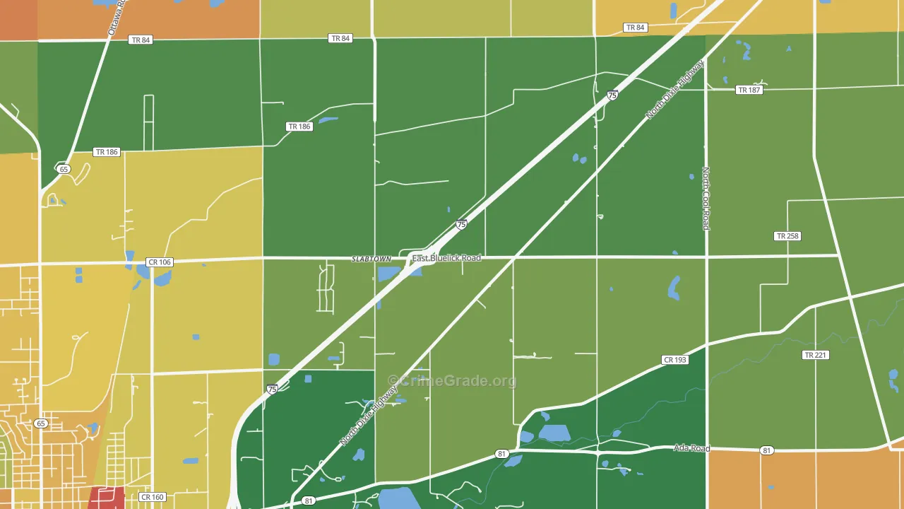 Slabtown, OH Map of Robbery Rates