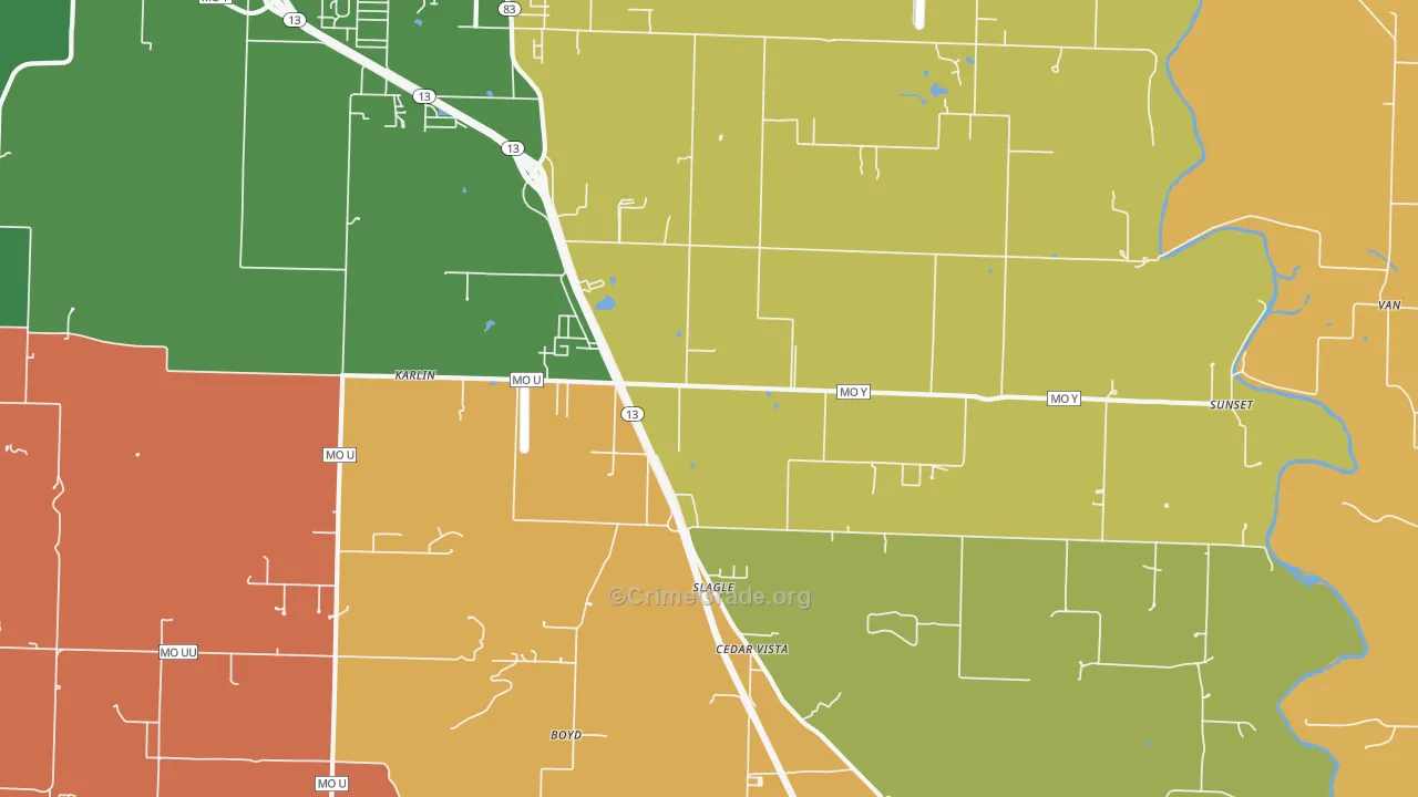 Slagle, MO Map of Robbery Rates