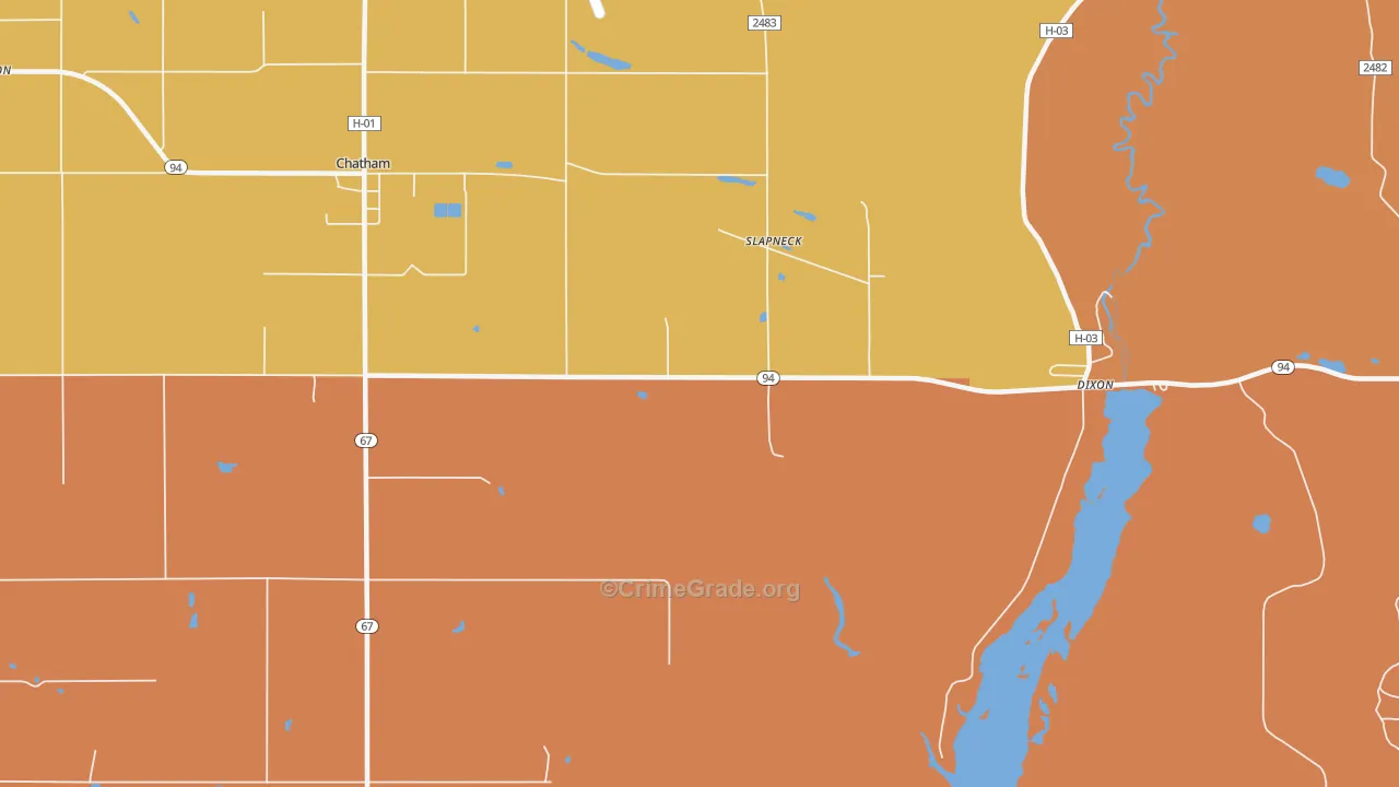 Slapneck, MI Map of Robbery Rates