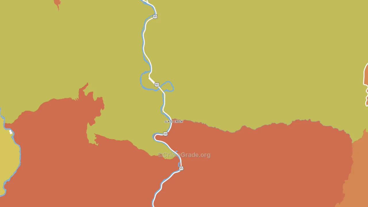 Slate Creek, ID Map of Robbery Rates
